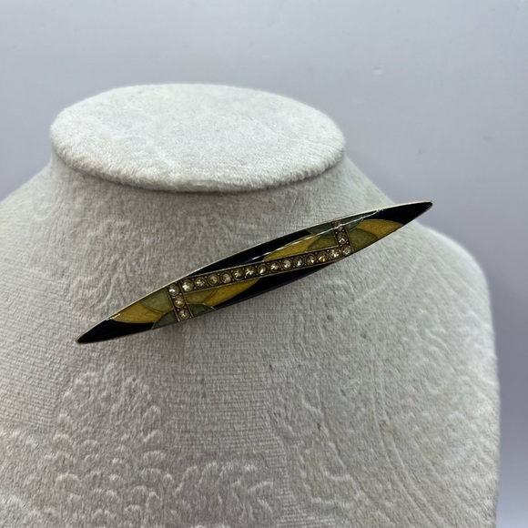 Vintage Pierre Bex France Art Deco Style and  rhinestone brooch Trombone Closure - Picture 3 of 9